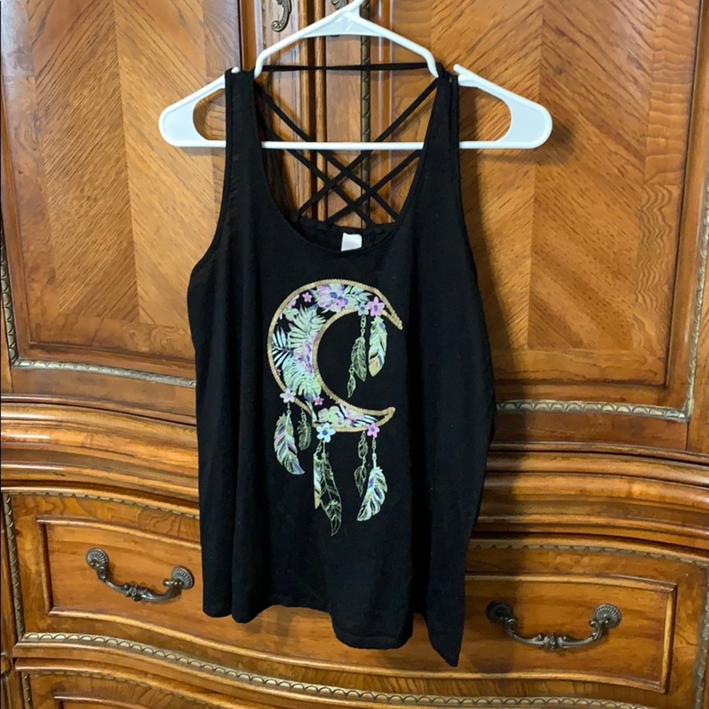 No Boundaries Moon And Feathers Strappy Tank Top
